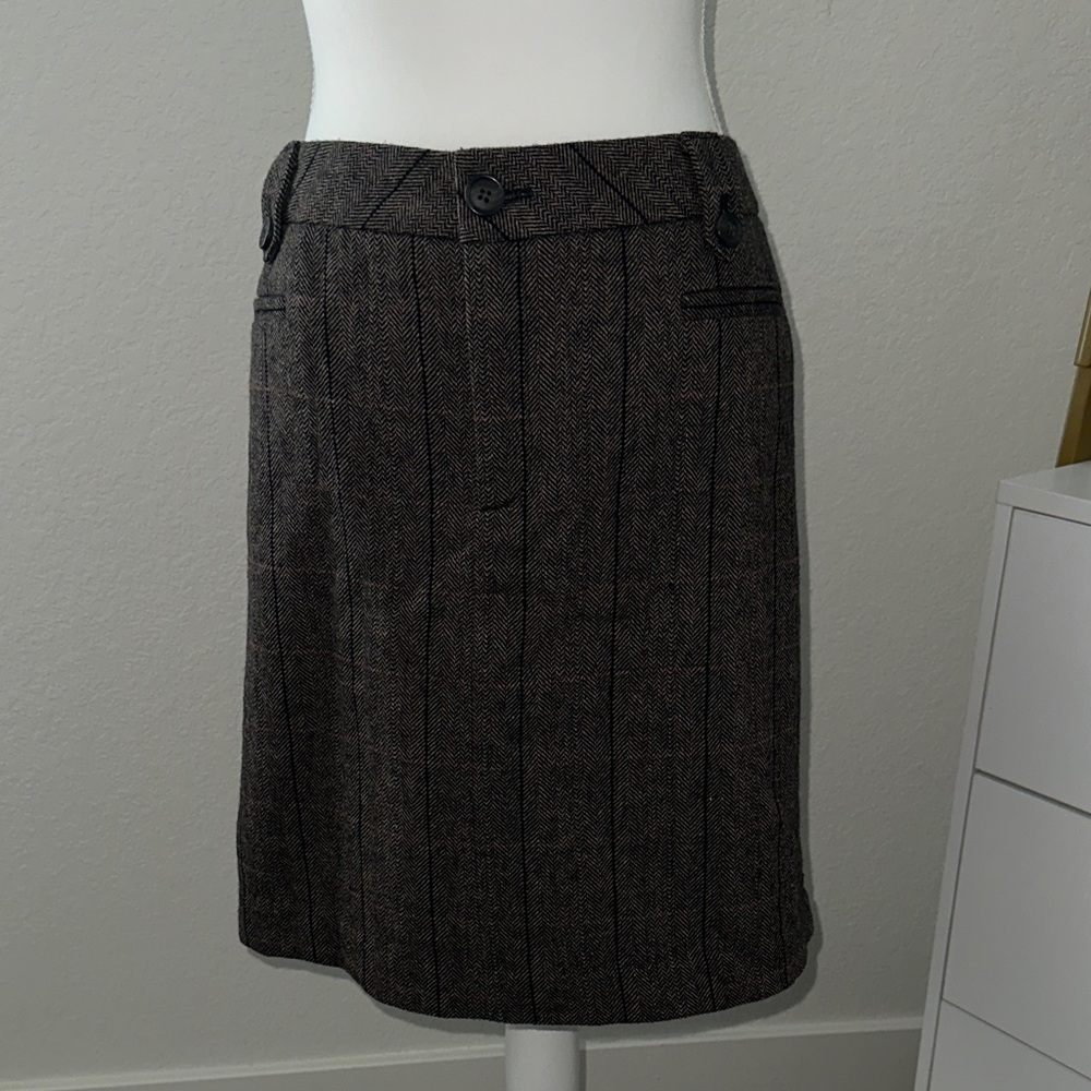 Eddie Bauer Brown Pencil Skirt with Black Pin Stripes